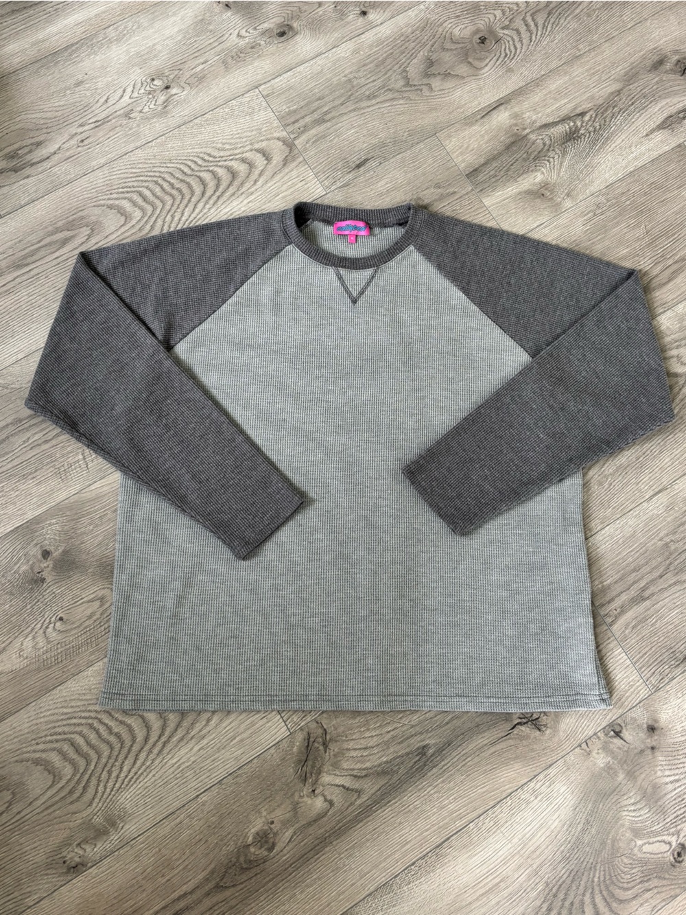 Edikted Two-Tone Grey Waffle Long Sleeve Shirt - Women’s XL